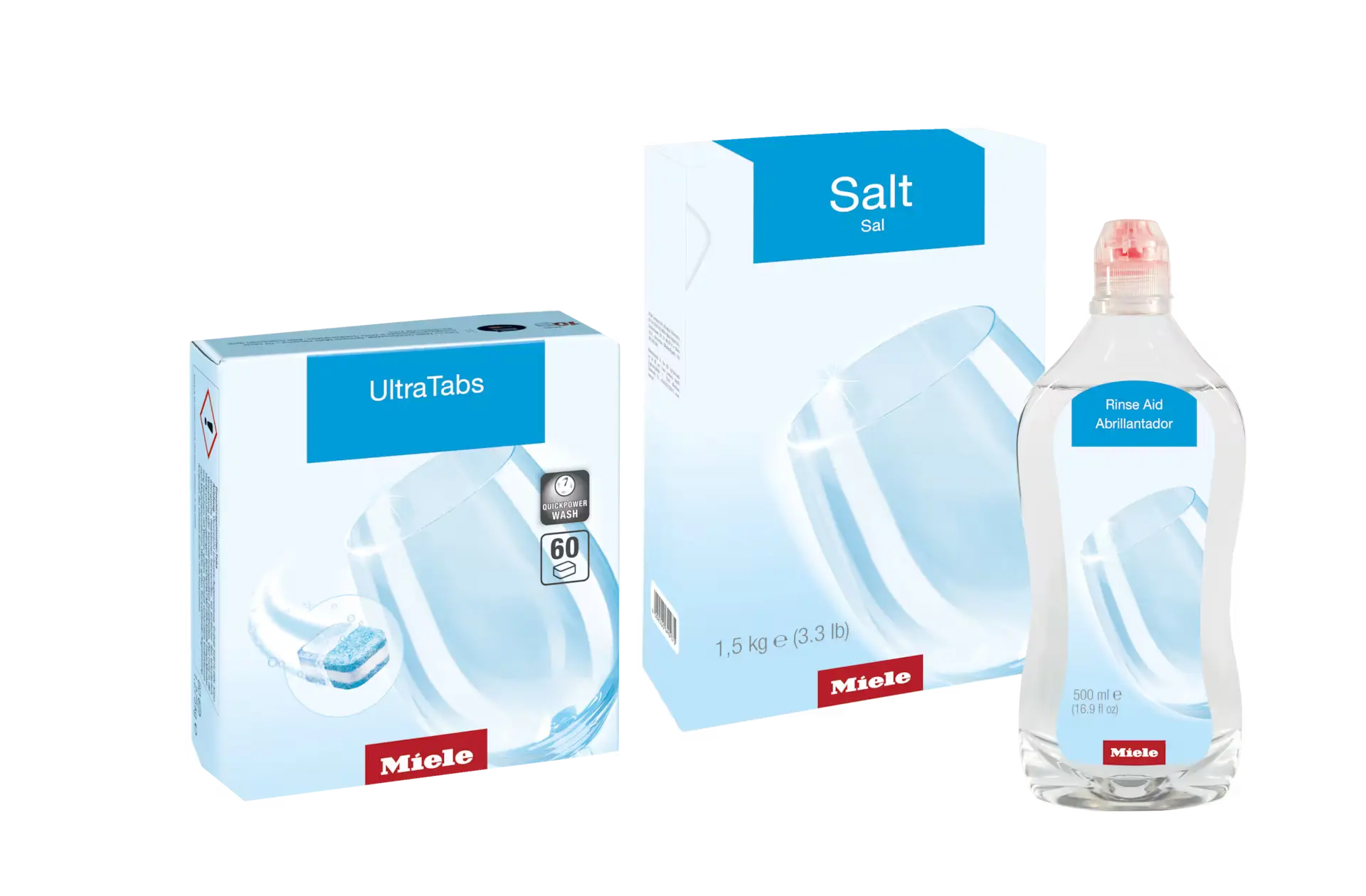 Set detergjent për lavastovilje 3x (tableta, kripë, brilantine) - Miele