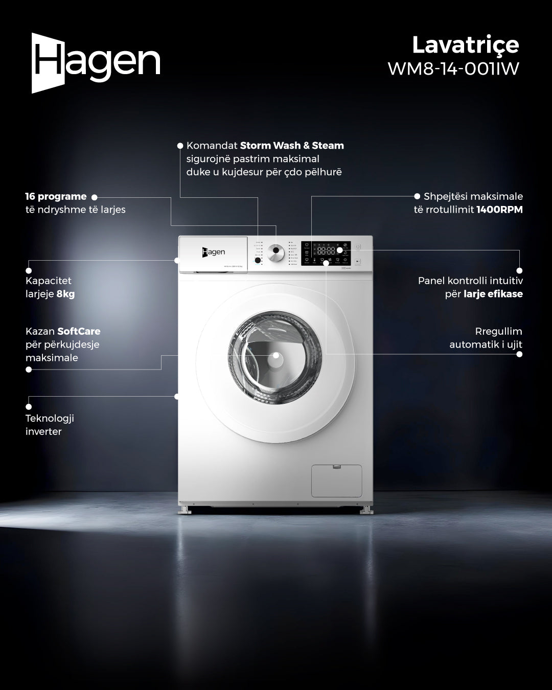 LAVATRIÇE HAGEN WM8-14-001IW 8KG – Electromagic