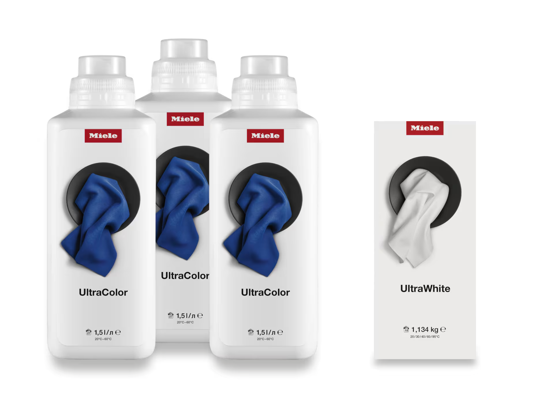 Set detergjent për lavatriçe UltraColor 3x dhe UltraWhite 1x - Miele